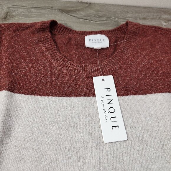 Pinque Gina Crew Neck Striped Pullover Sweater Rust Stone NWT Women's Size XXL - Picture 7 of 12